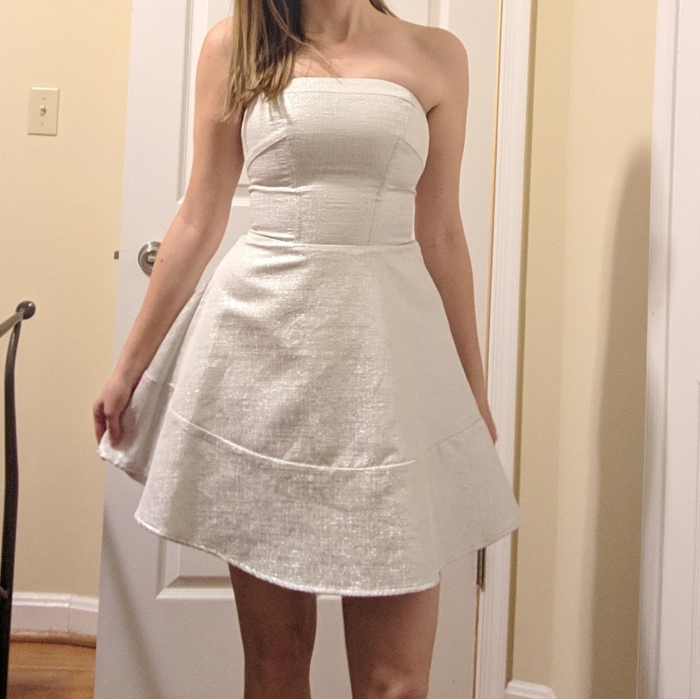 Express Shiny Ivory Dress, Size 0